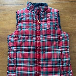 CHAPS Red & Green Plaid Zip Up Vest Size: M